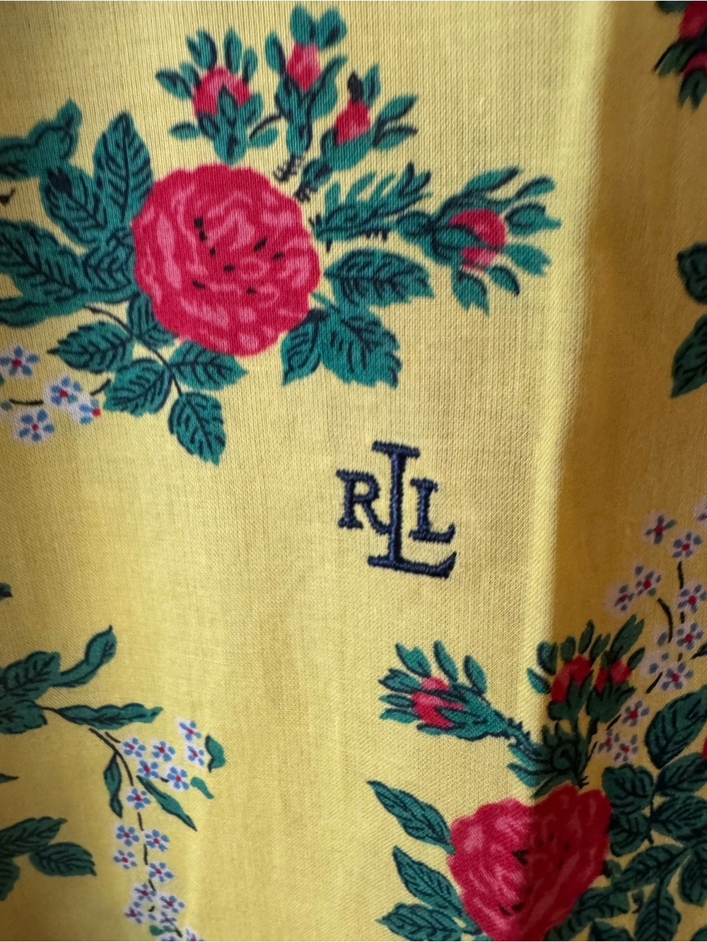 Lauren Ralph Lauren Yellow Floral Tie-Front Button-Down Cotton Top XL - Picture 3 of 4